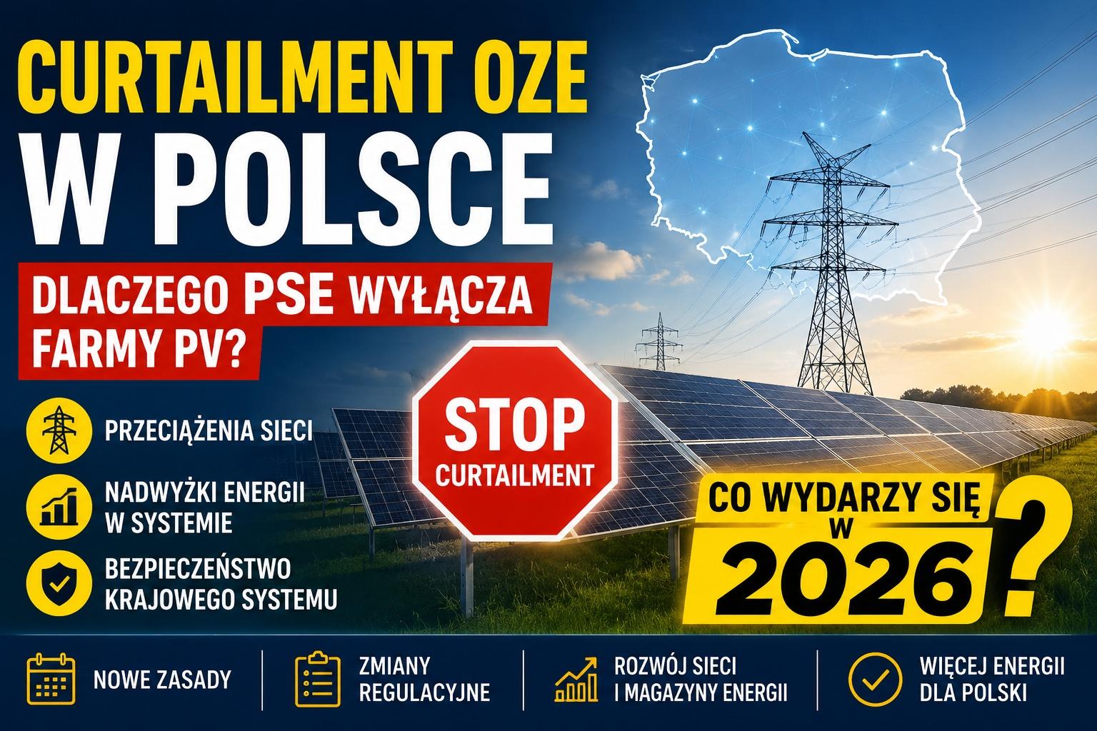 Curtailment OZE w Polsce: dlaczego PSE wyłącza farmy PV i co wydarzy się w 2026 roku?