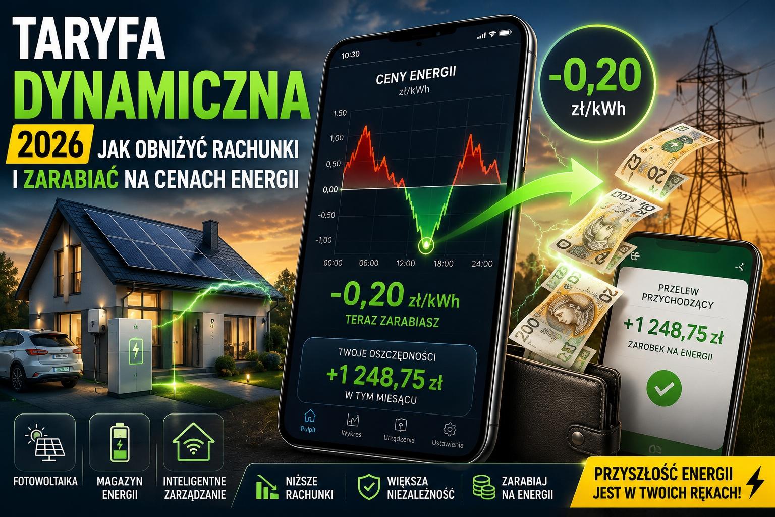 Taryfa dynamiczna 2026: jak obniżyć rachunki i zarabiać na cenach energii